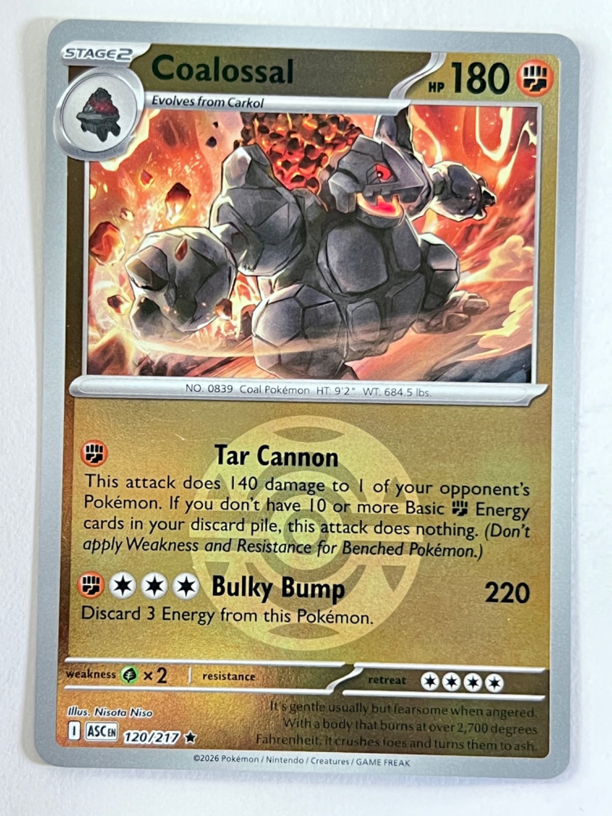 Coalossal 120/217 Reverse Holo Dusk Ball Ascended Heroes Pokemon – Near Mint NM