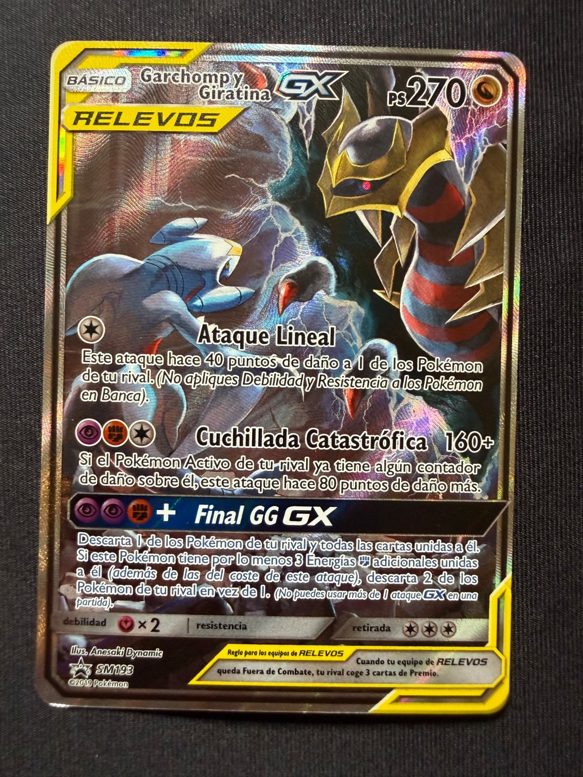 SPANISH 2019 Pokemon Sun & Moon Garchomp Giratina Gx Holo Promo SM193 MINT