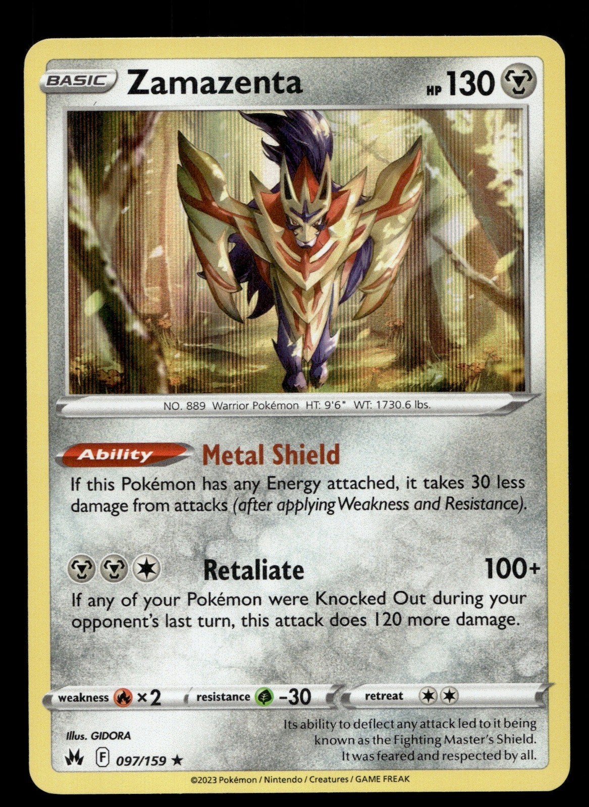 Zamazenta Holo Rare SWSH: Crown Zenith 097/159 NM
