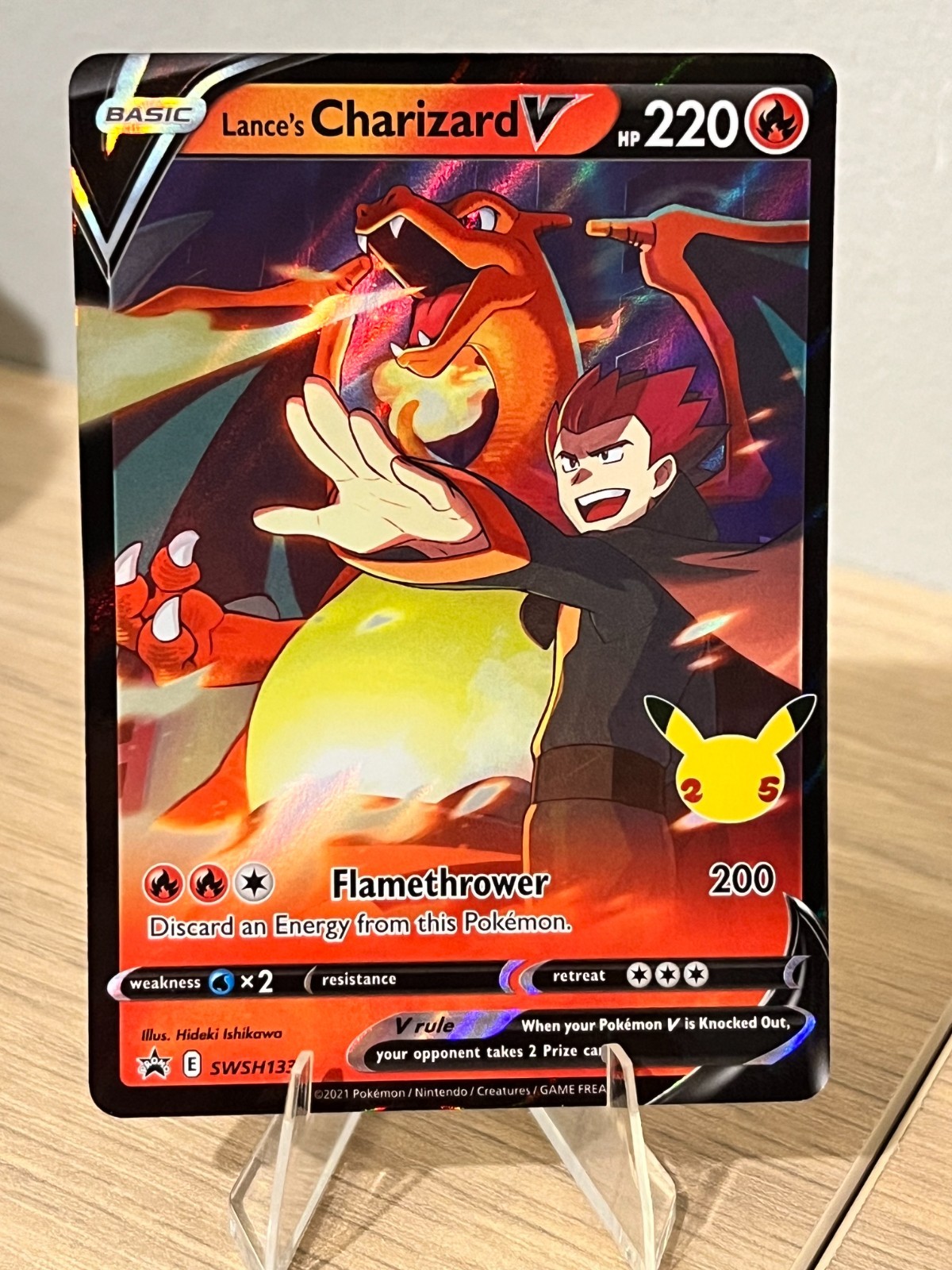 Lance’s Charizard V PROMO Card Sword & Shield SWSH133 NM!