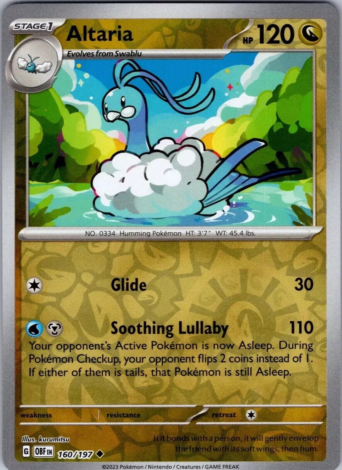 Altaria – 160/197 – Reverse Holo – Pokemon – Obsidian Flames – NM/M