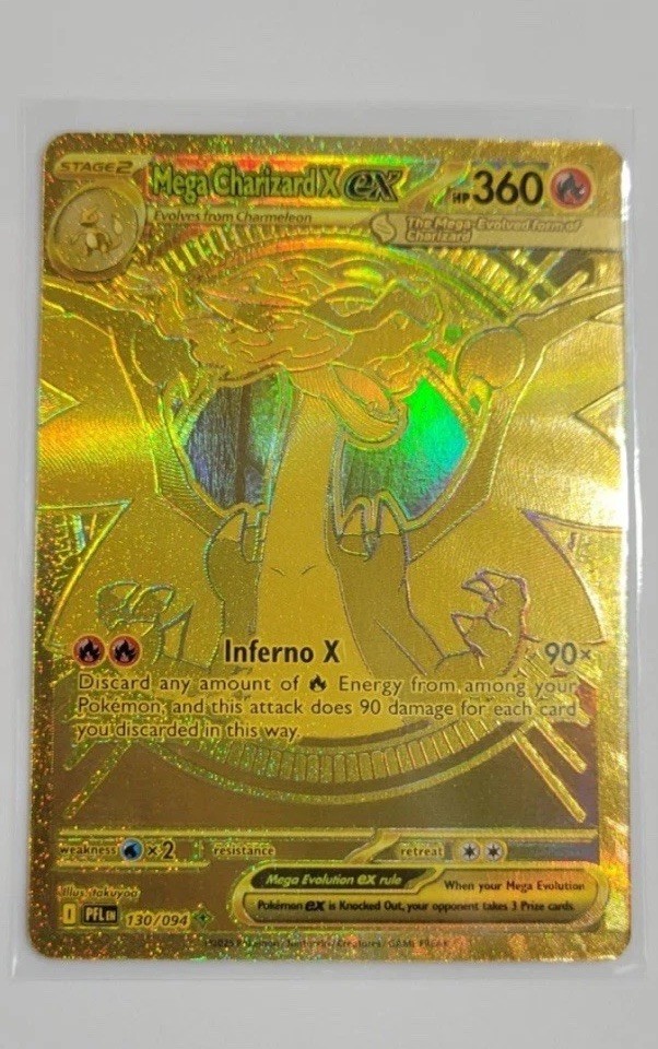 Gold Mega Charizard X EX Phantasm flames 130/94 Secret Illustrated Rare OBO