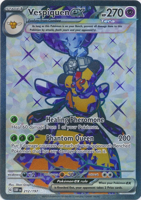 Vespiquen ex – 212/197 Ultra Rare Obsidian Flames Pokemon TCG