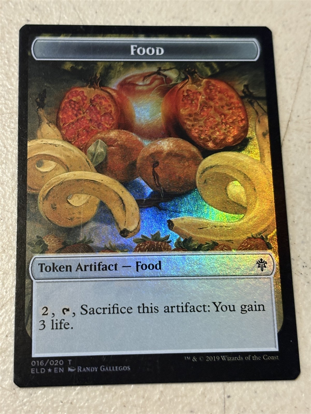 mtg foil token Bear // Food, 008/016, Throne of Eldraine, unplayed