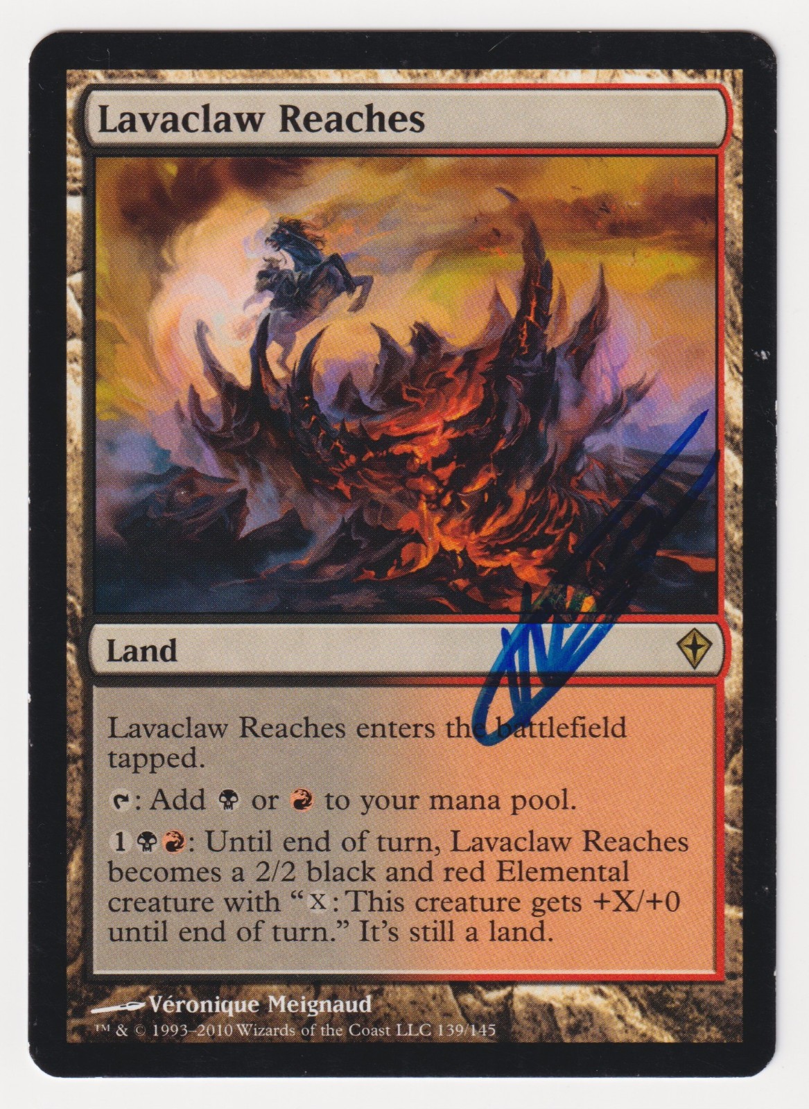 Blue Signed Lavaclaw Reaches HP Worldwake Artist Veronique Meignaud MTG Magic!