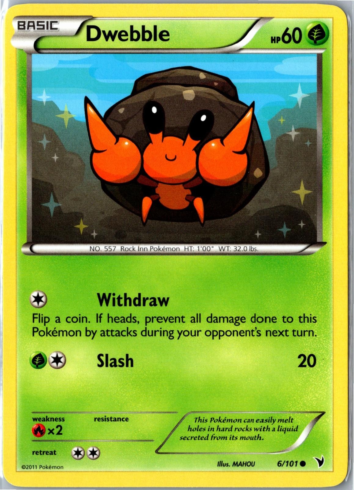 Pokemon Card – Dwebble Noble Victories 6/101 2011 Common Lightly Played