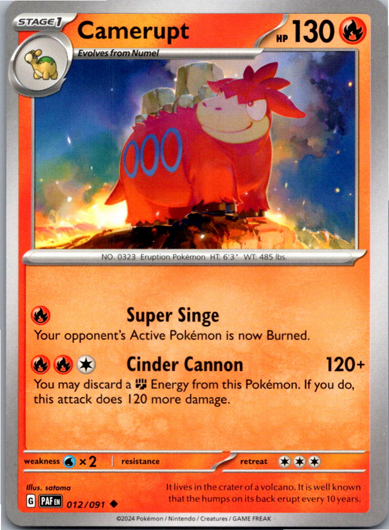 Camerupt Uncommon SV: Paldean Fates 012/091 NM