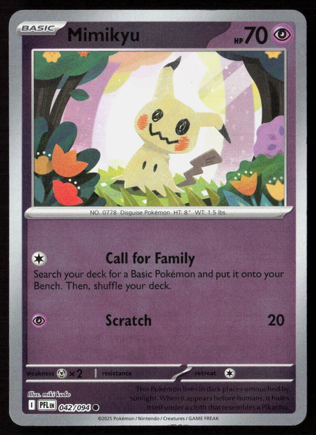 Mimikyu #42/94 (Reverse Holo) (NM) ME02: Phantasmal Flames PFL Pokemon