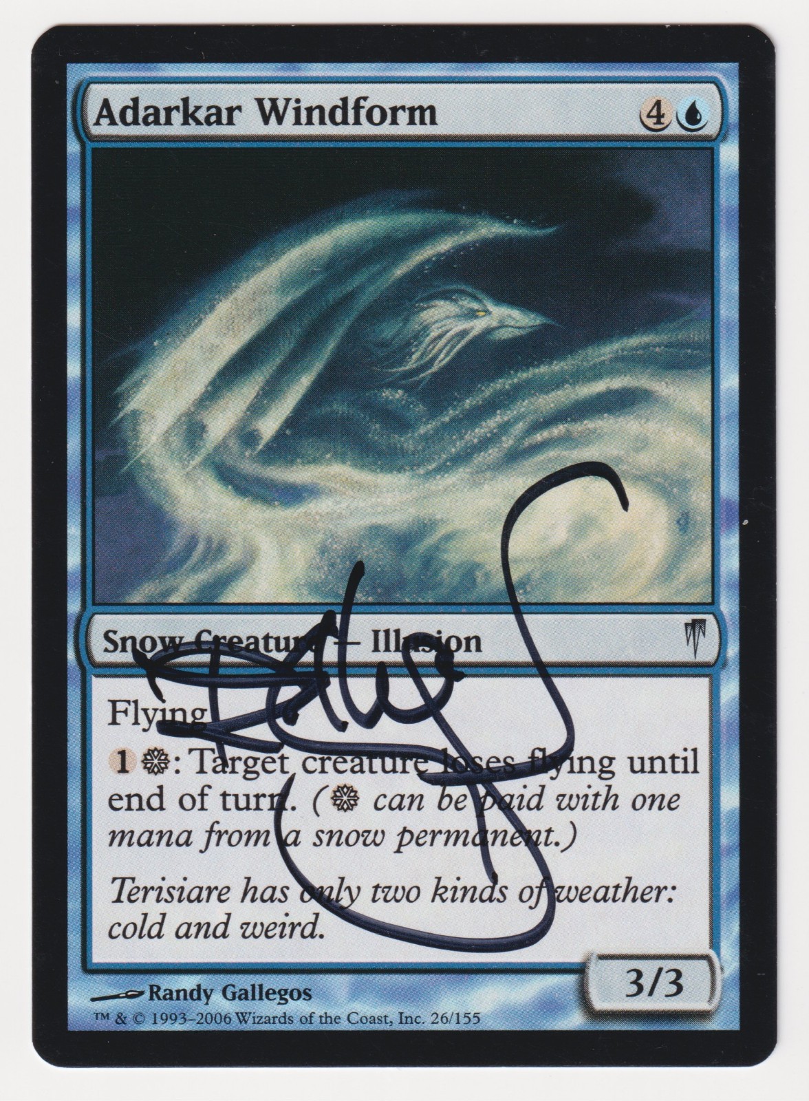 Signed Adarkar Windform MP Coldsnap Artist Randy Gallegos 2006 WOTC MTG Magic!
