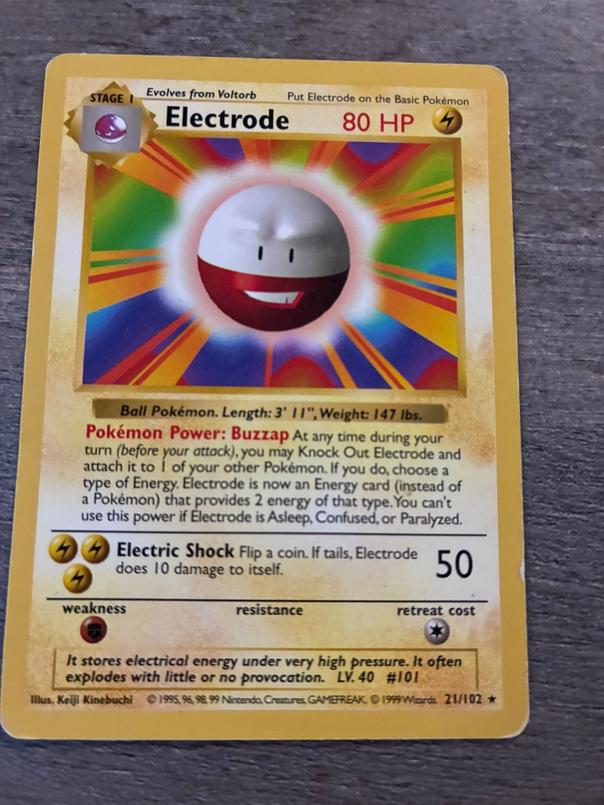 Electrode 21/102 Rare Base Set Shadowless MP