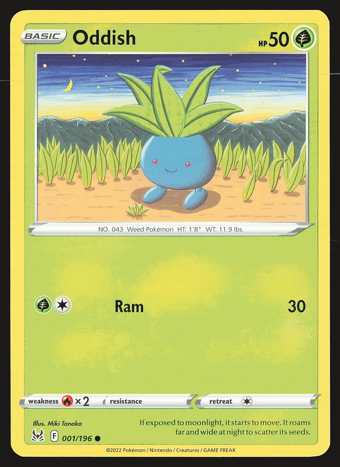 SWSH11: Lost Origin Oddish #001/196 Common Pokemon Card