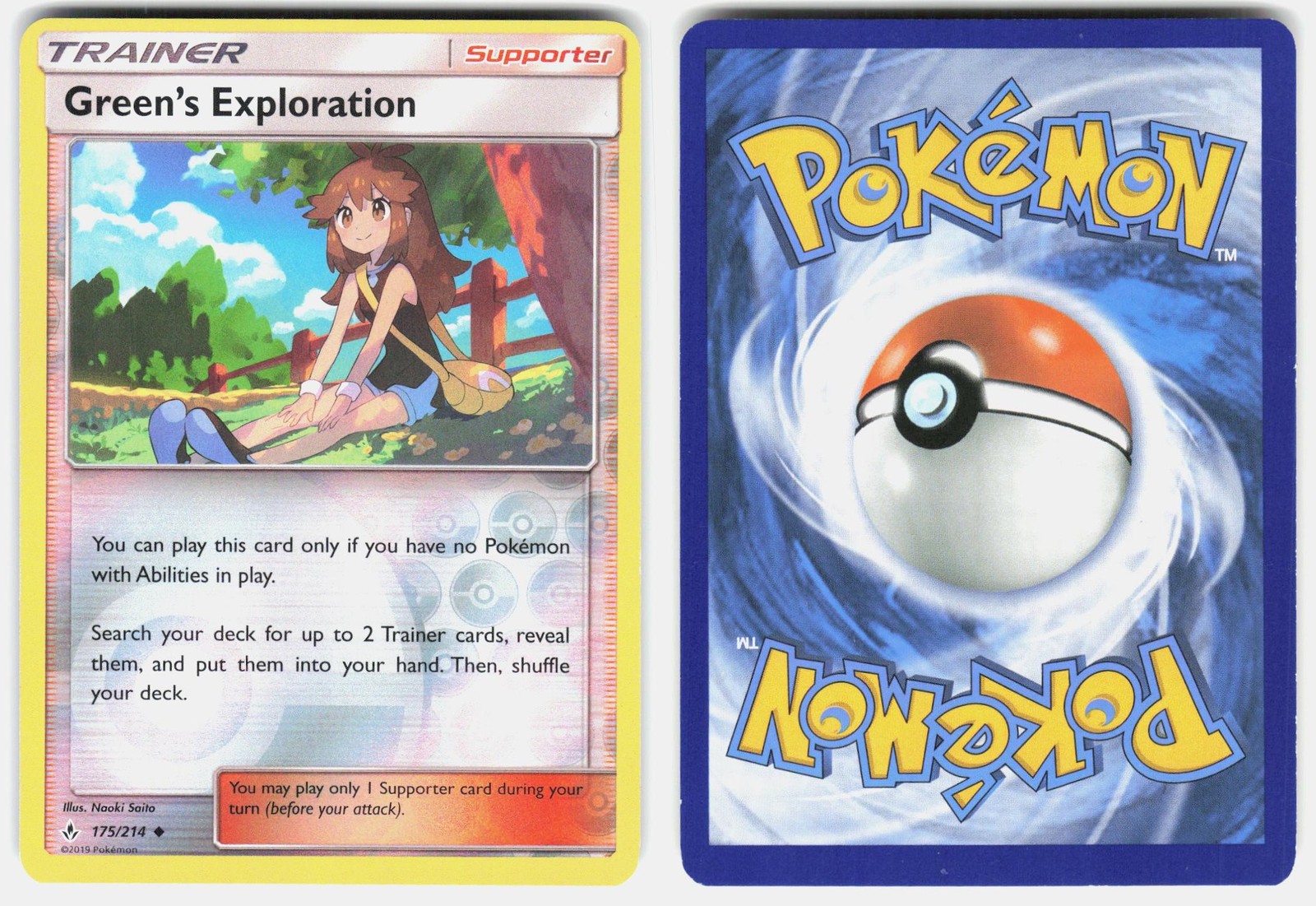 Green’s Exploration 175/214 Uncommon Unbroken Bonds Pokemon Reverse Holo LP