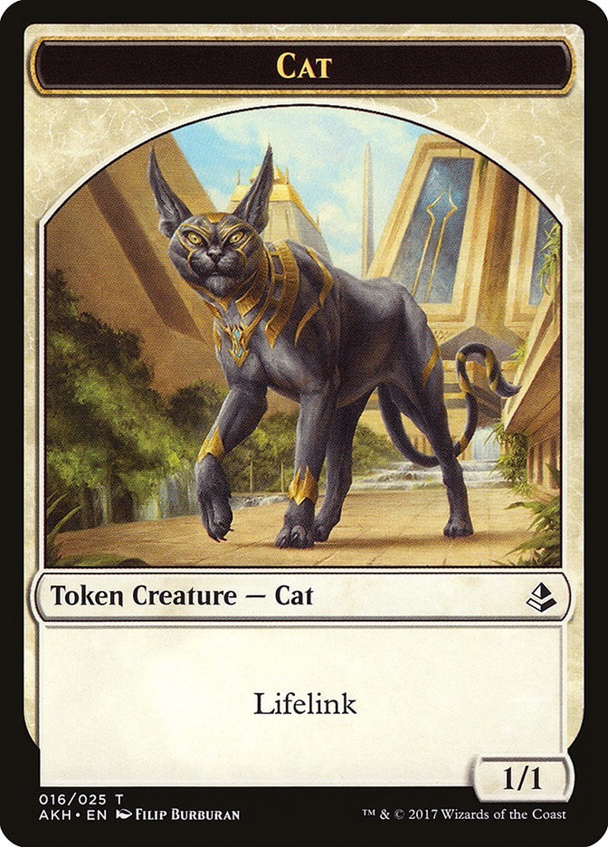 MTG WHITE CAT 1/1 WITH LIFELINK TOKEN – AMONKHET AKH 016