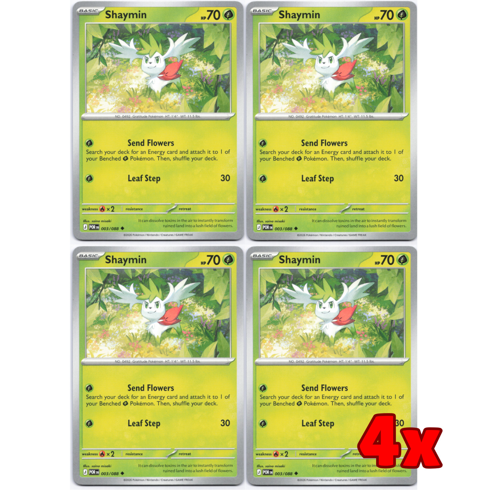 Pokémon TCG 4x Shaymin 003/088 Perfect Order Playset NM