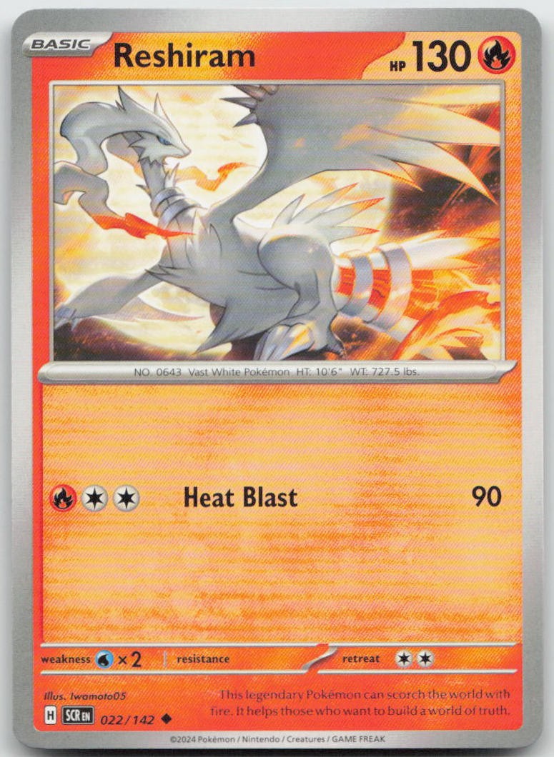 RESHIRAM 22/142 UNCOMMON STELLAR CROWN NM