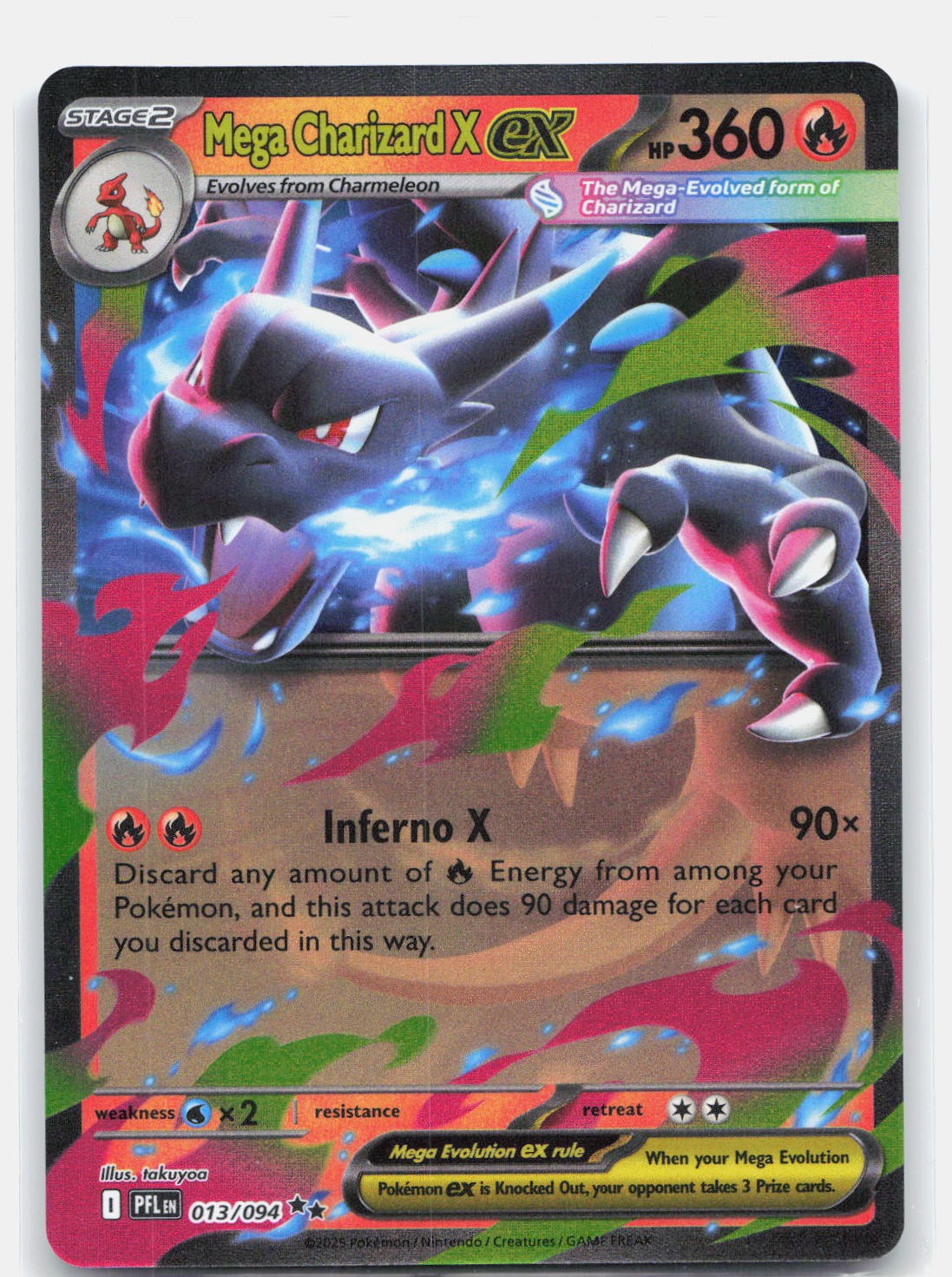 Mega Charizard X ex Holo Double Rare ME02: Phantasmal Flames 013/094 NM