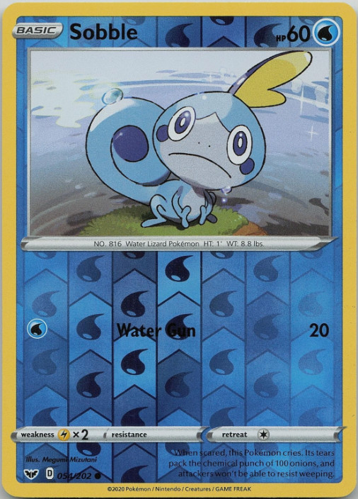 Pokemon – Sobble 054/202 – Reverse Holo – Sword & Shield Base Set – NM/M