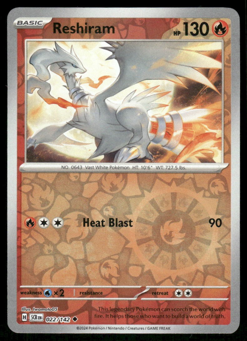 Reshiram 22/142 – Stellar Crown – Reverse Holo Uncommon NM