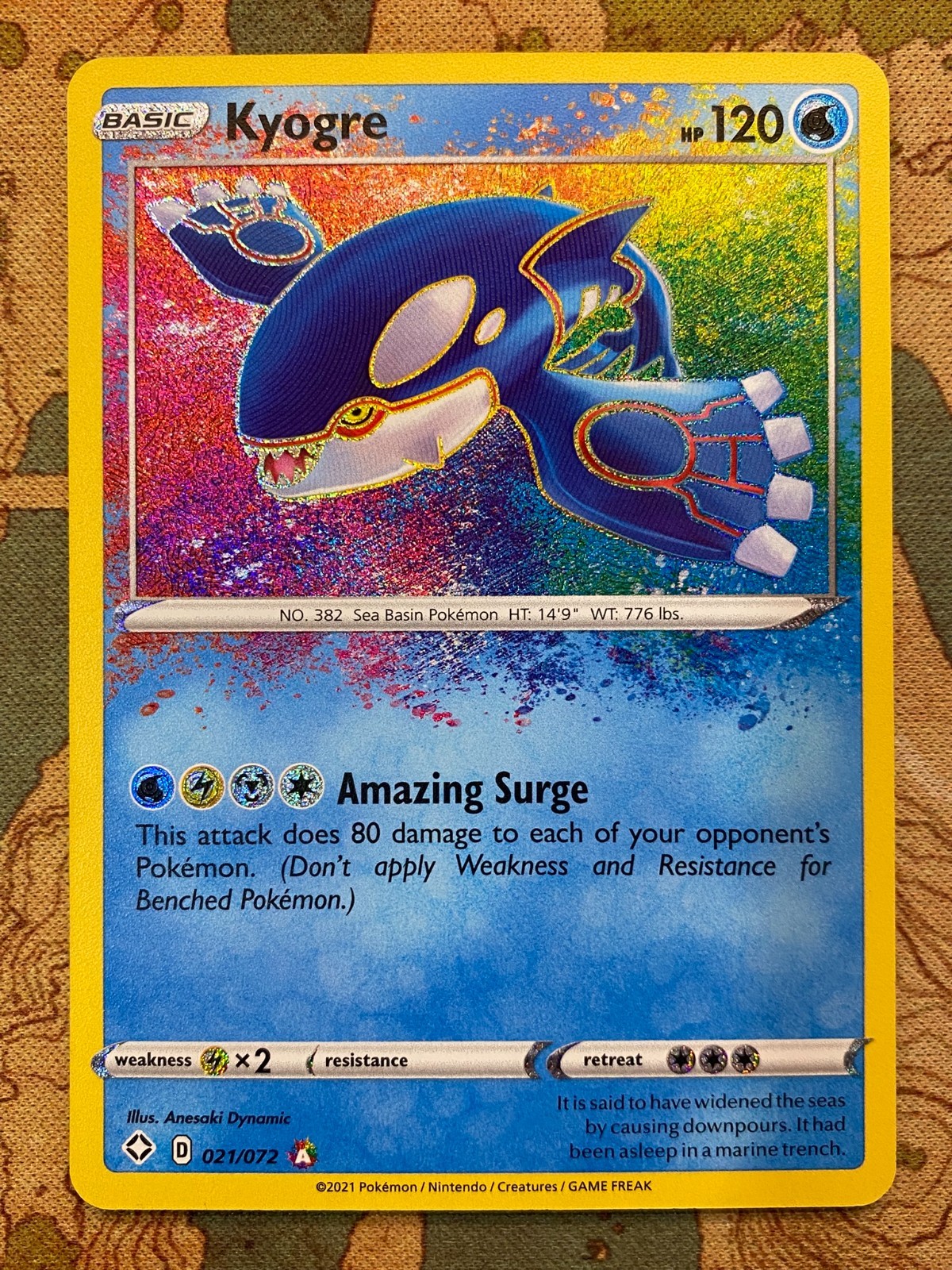 Pokemon Card TCG – Kyogre 021/072 Amazing Rare Shining Fates Near Mint