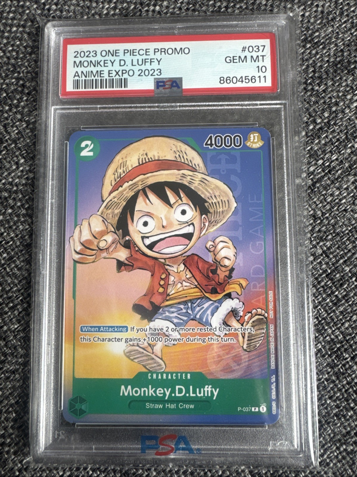 2023 One Piece Anime Expo Promo Luffy P-037 PSA 10
