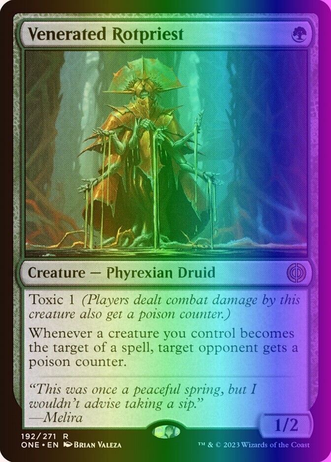 MTG Venerated Rotpriest (192/534) Phyrexia All Will Be One LP FOIL