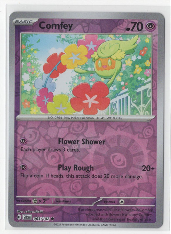 Pokemon Stellar Crown – 063/142 Comfey Reverse Holo