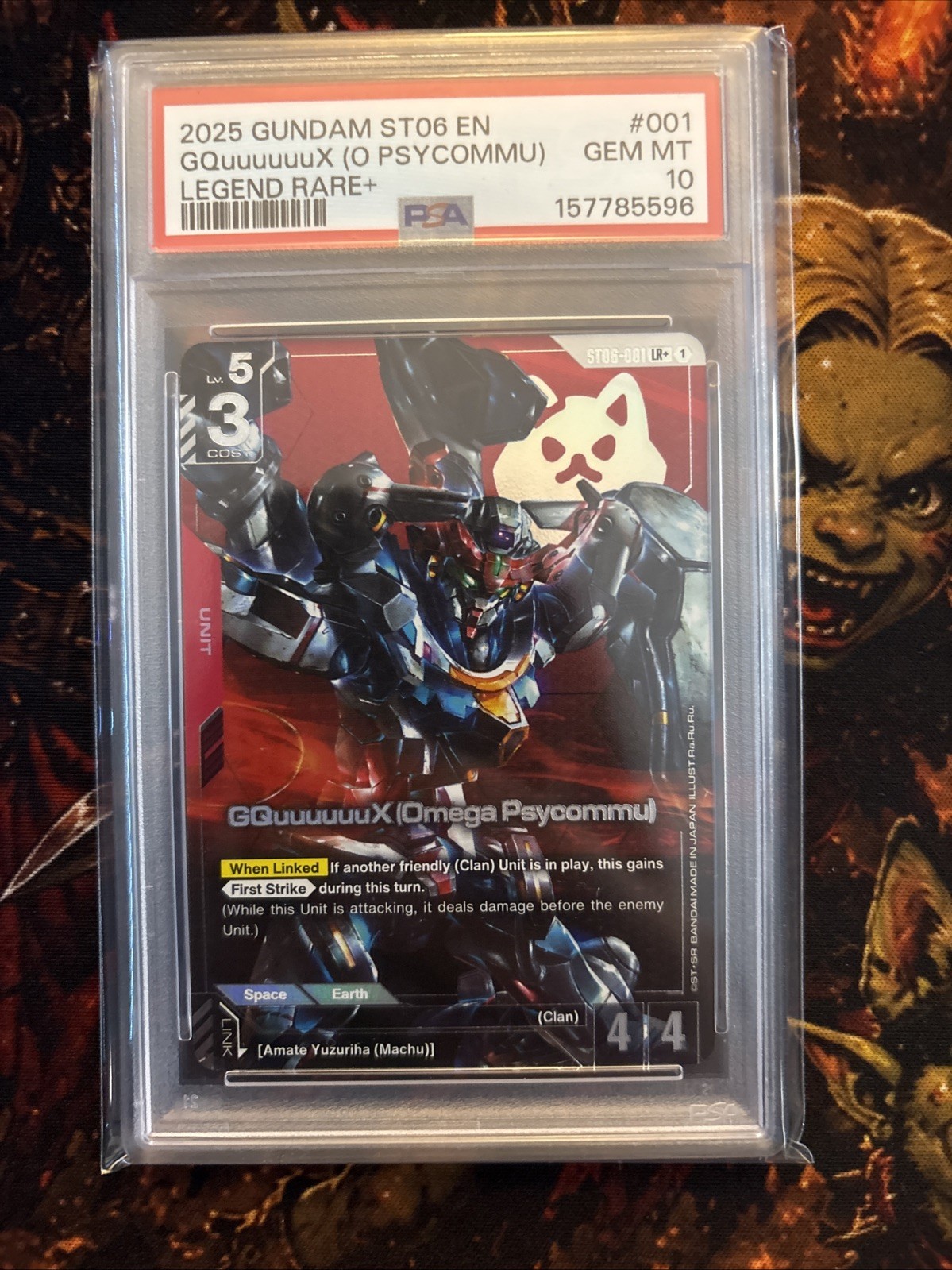 Bandai Gundam Card Game GQuuuuuX Omega Psycommu ST06-001 LR+ Alt Art PSA 10