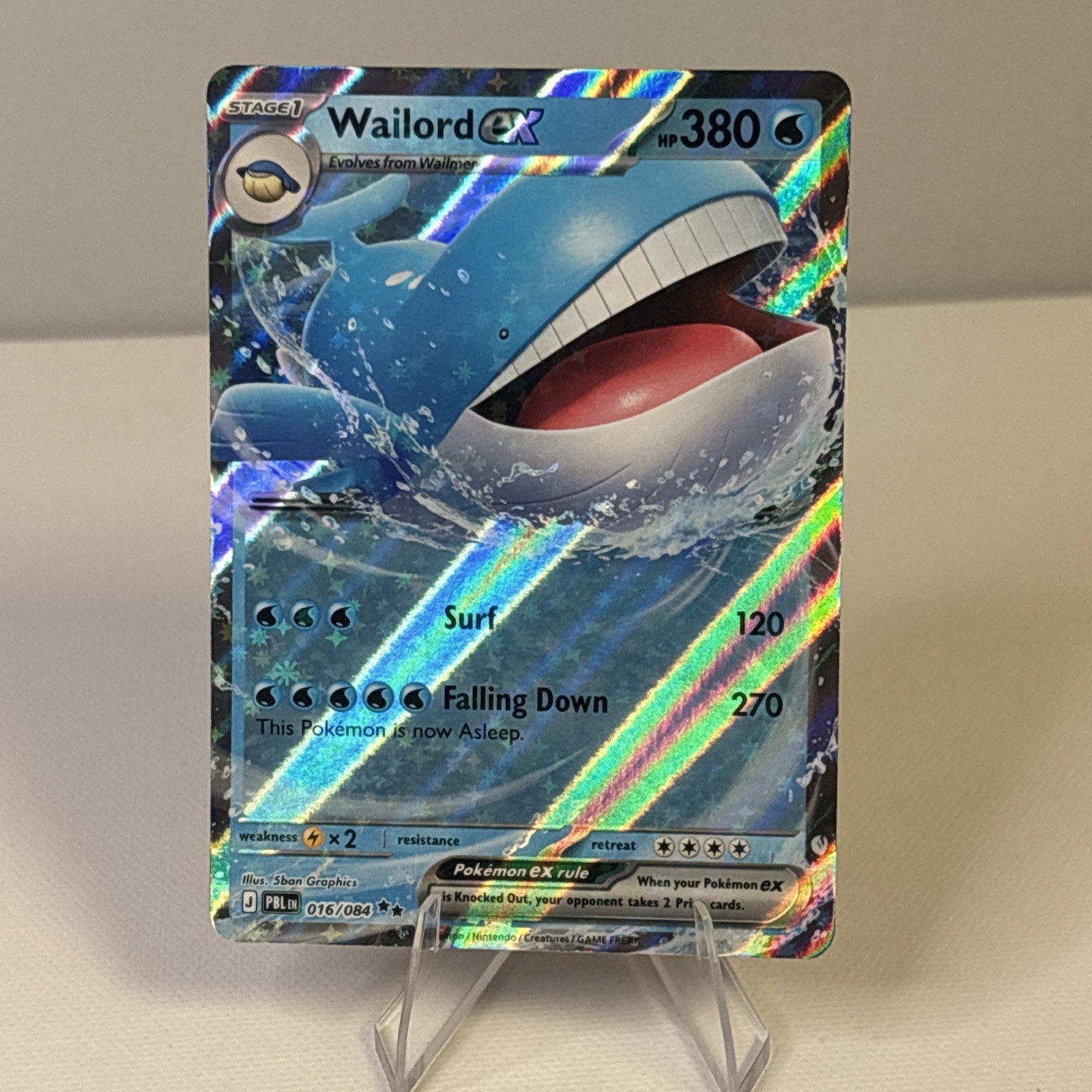 Pitch Black Wailord ex Pokemon Full Art Holo 380 HP Water Ultra Rare English