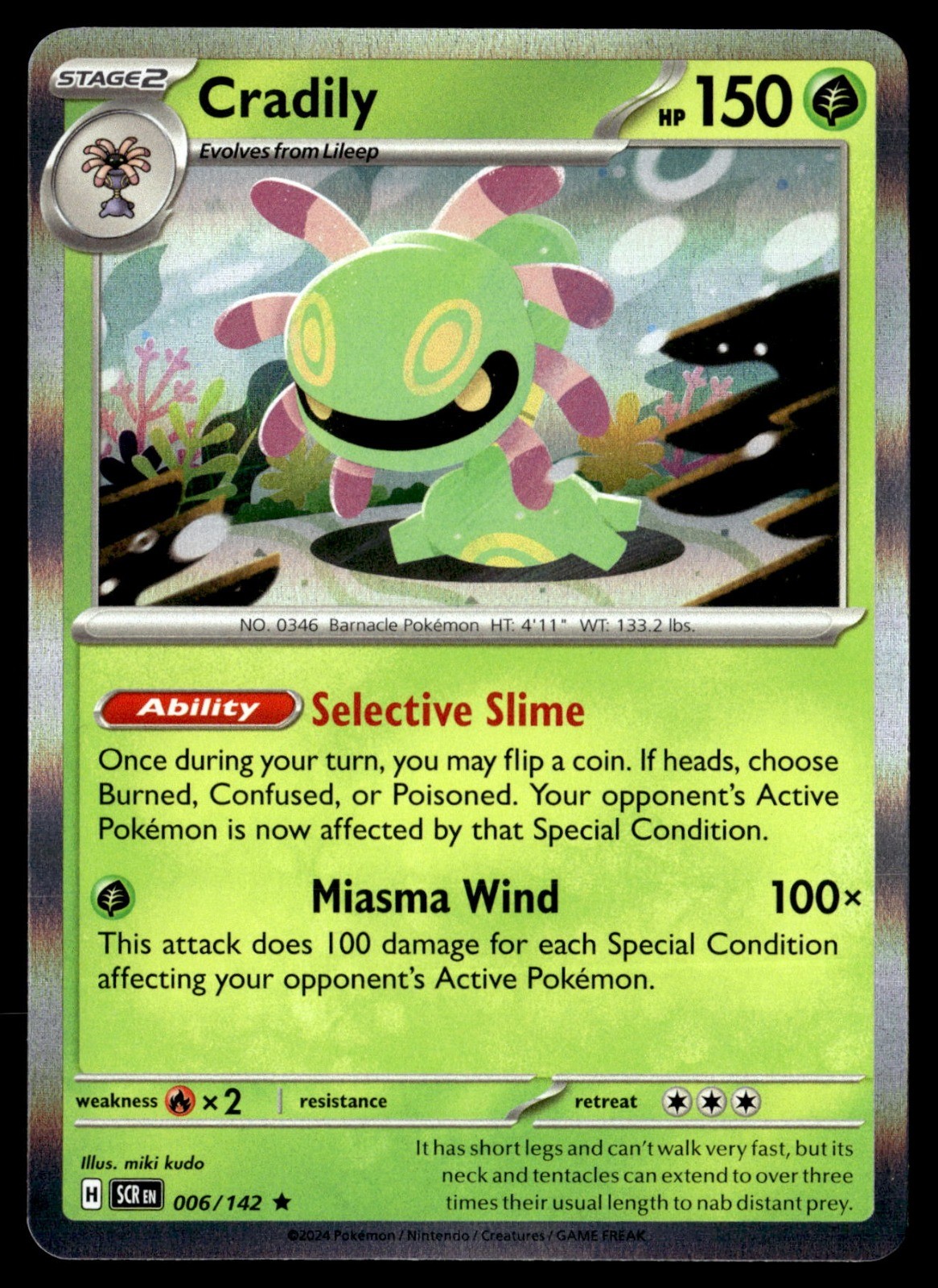 Cradily Holo Rare SV07: Stellar Crown 006/142 NM