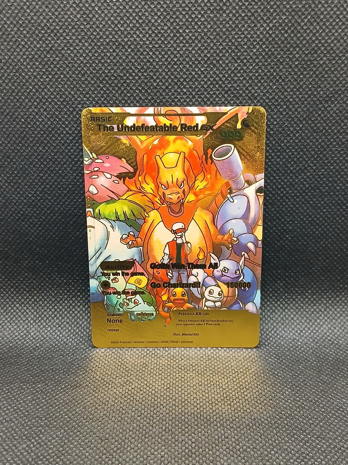 TCG The Undefeatable Red GX Gold Foil Display Card Fan-Art Only Mint Condition