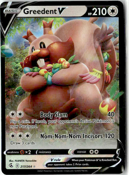 Greedent V Holo Ultra Rare SWSH08: Fusion Strike 217/264 NM
