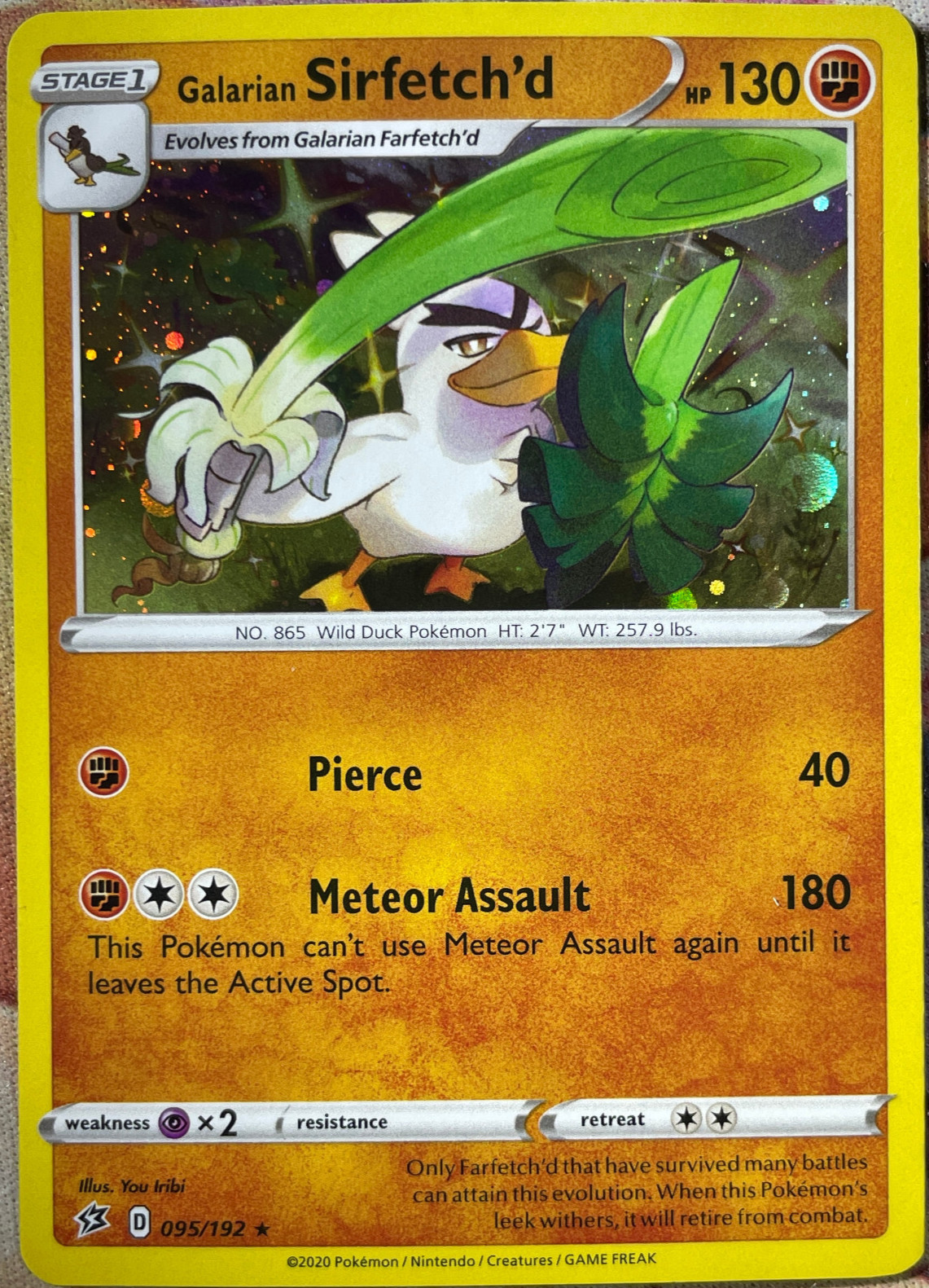 Galarian Sirfetch’d – Cosmos Holo Rare – 095/192 – Rebel and Clash – NM/M