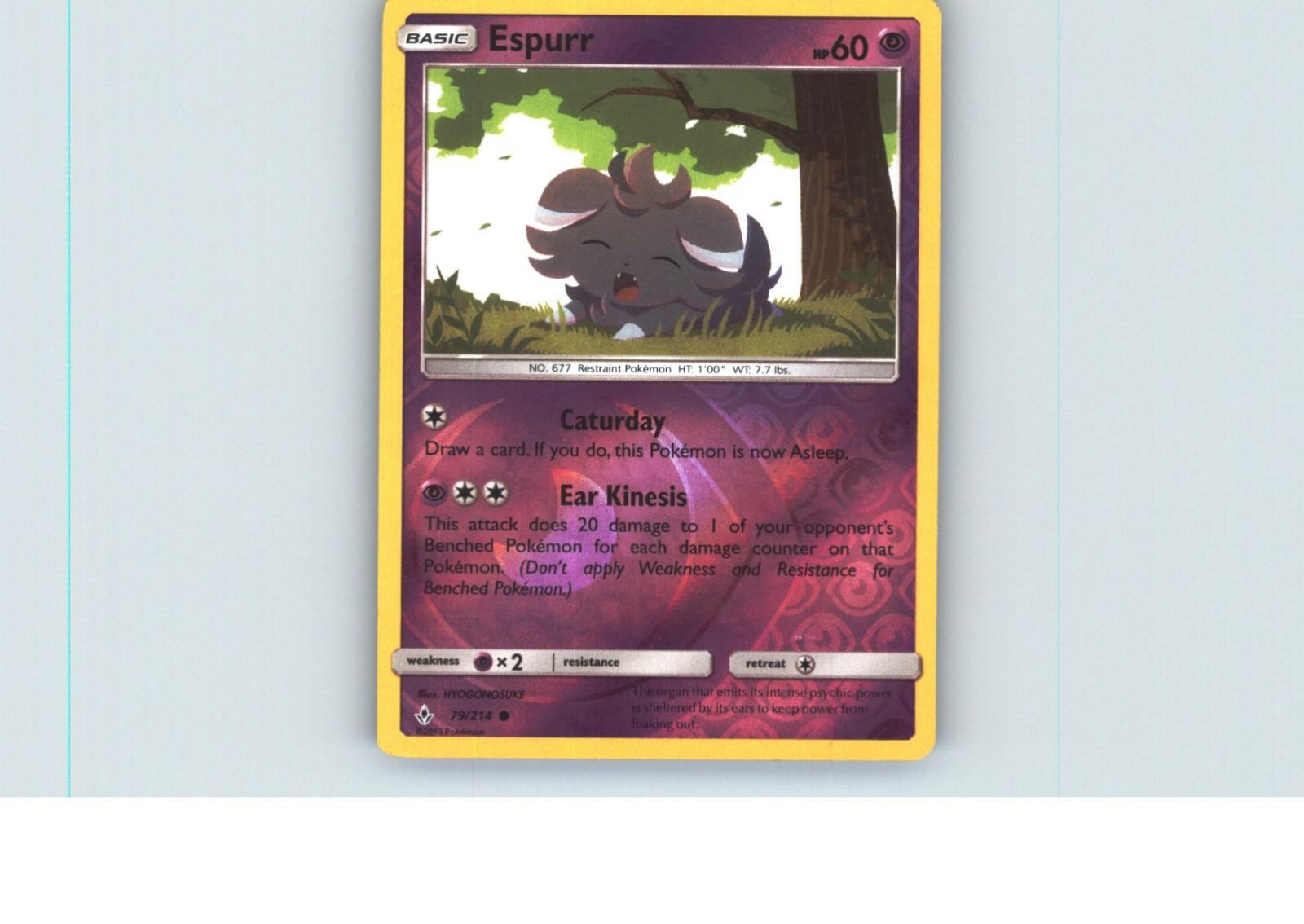 Espurr 79/214 Common Unbroken Bonds Pokemon Reverse Holo Near Mint