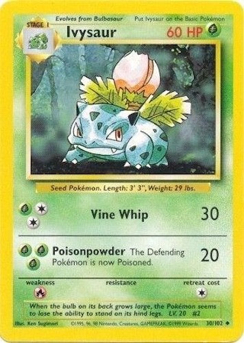 Pokémon TCG – Ivysaur – 30/102 – Uncommon Unlimited – Base Set [Heavily Played]