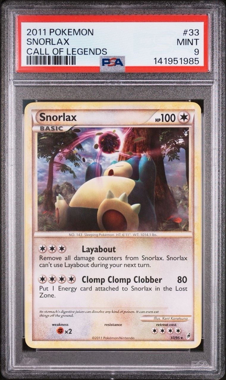 2011 Pokemon Call of Legends #33 Snorlax Non Holo PSA 9 Card MINT Trusted Seller