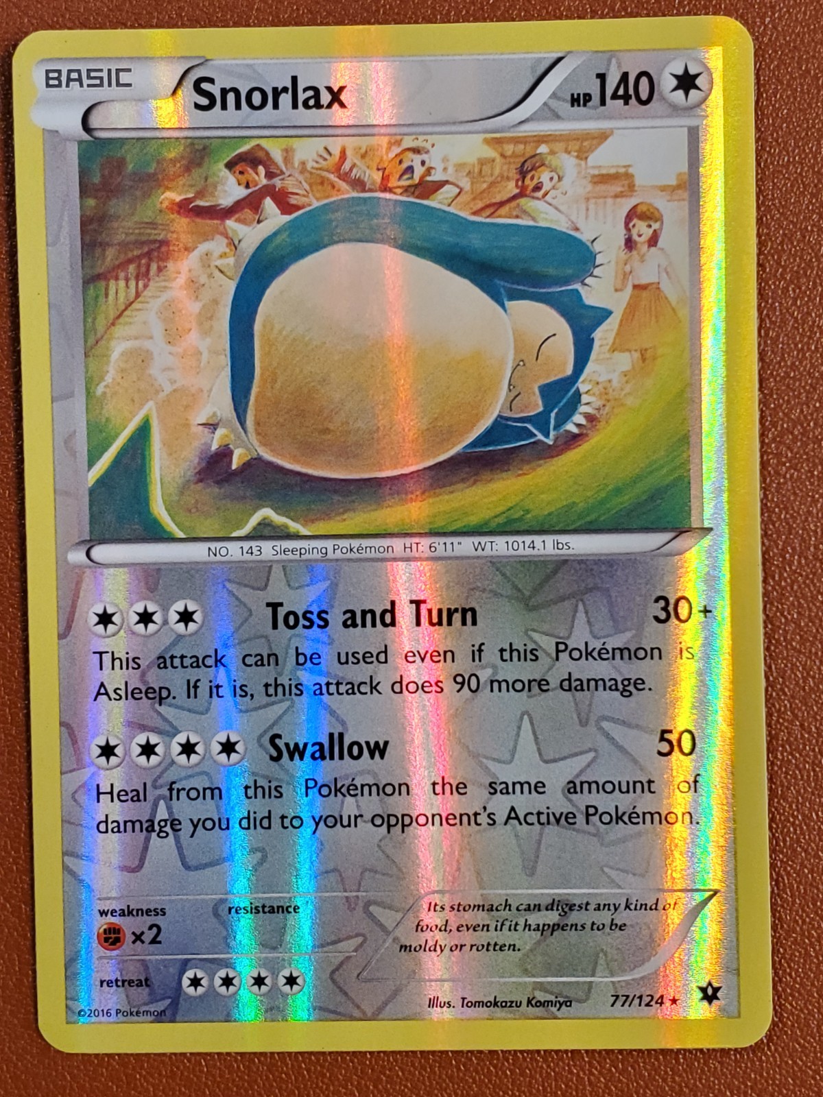 Snorlax 77/124 Rare Fates Collide Pokemon Reverse Holo NM