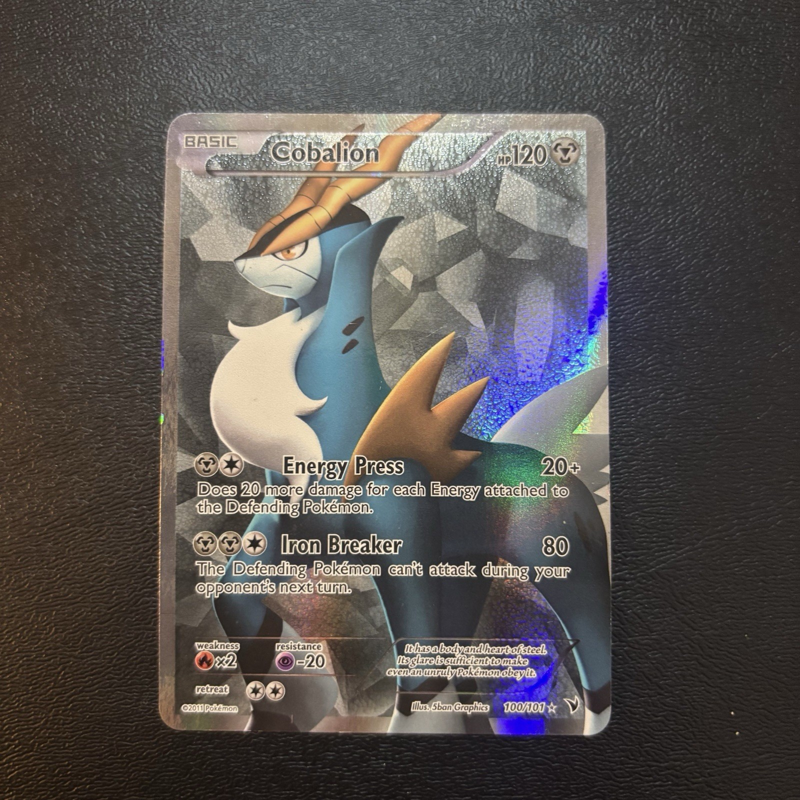 Cobalion 100/101 Ultra Rare Full Art Holo Noble Victories Pokemon Card
