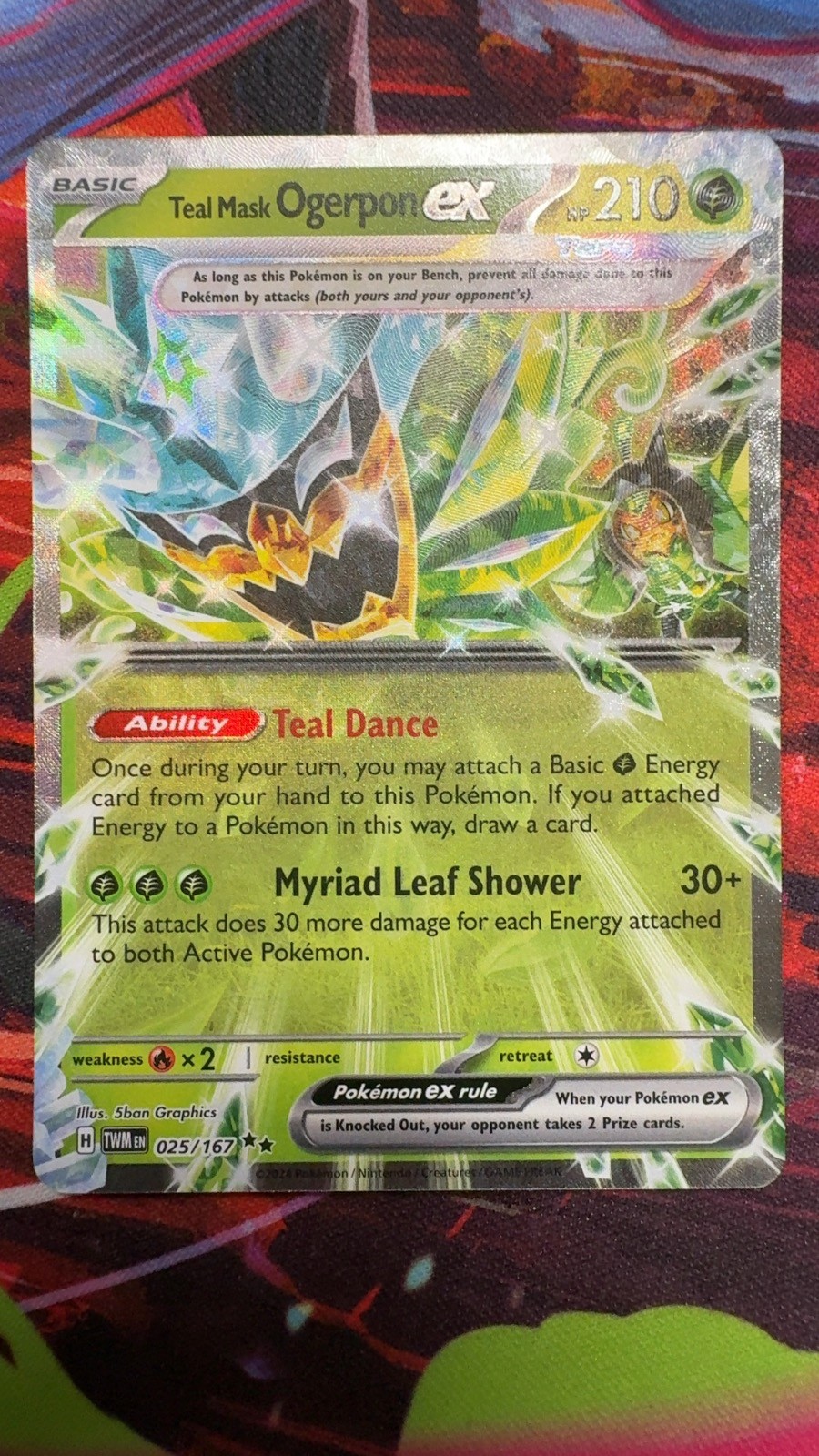 Teal Mask Ogerpon ex 025/167 Double Rare Twilight Masquerade Pokemon Holo NM