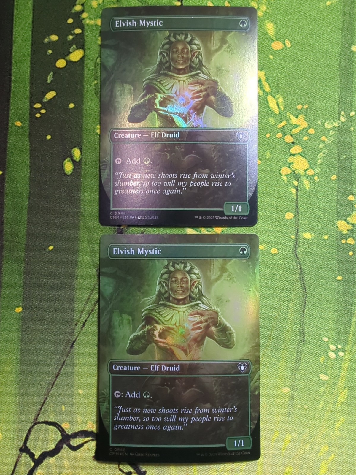 Elvish Mystic (Borderless) -Foil Near Mint MTG Commander Masters Extended Art