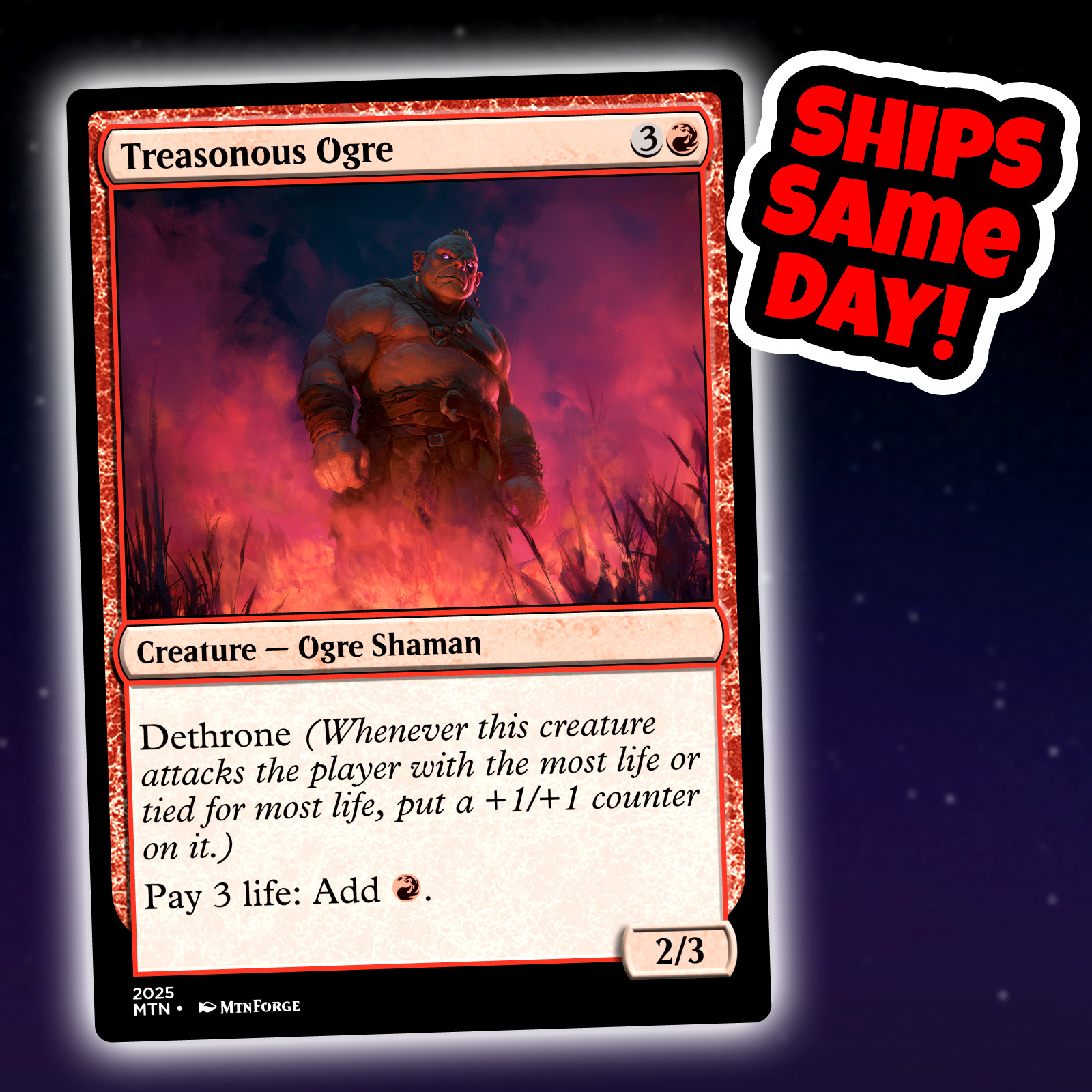 Treasonous Ogre – Custom Art Magic: The Gathering Playtest Card – Commander EDH
