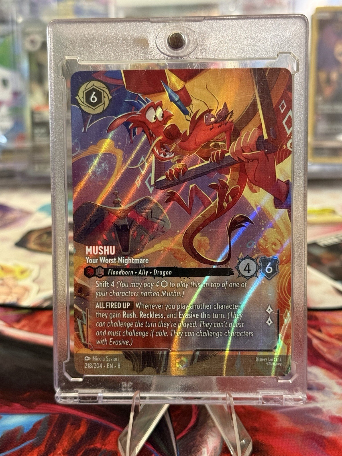 Mushu – Your Worst Nightmare (Enchanted) 218/204 Reign of Jafar, Lorcana TCG, NM
