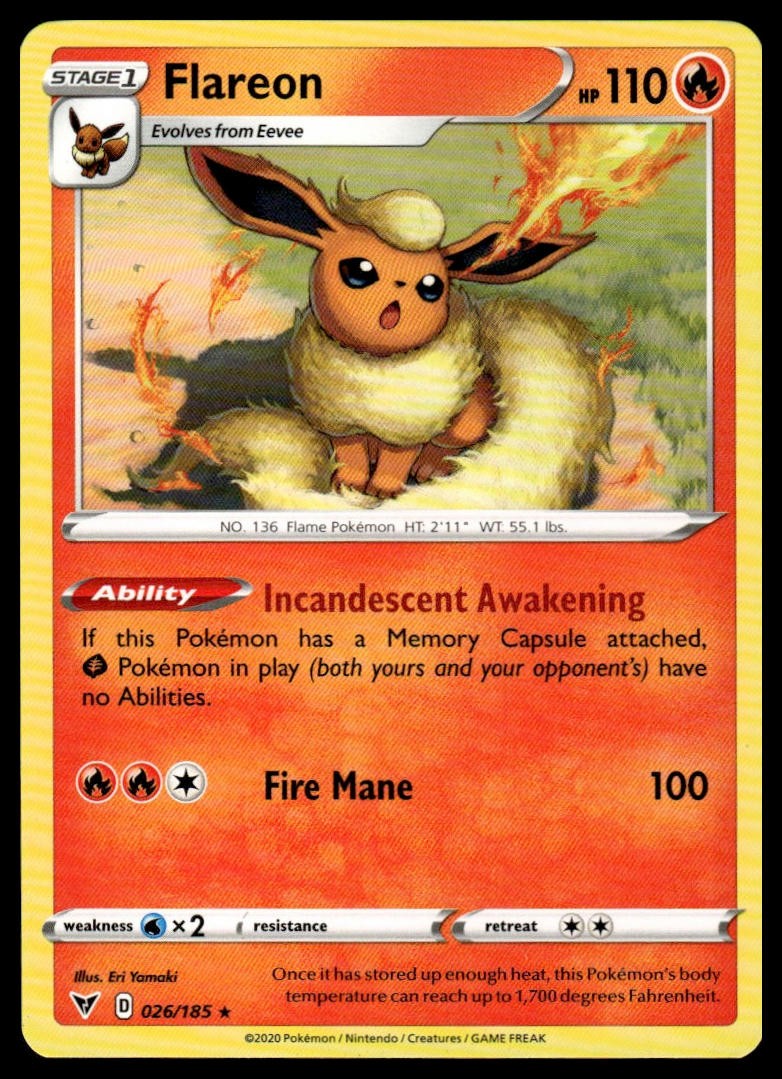 #026/185 Flareon SWSH04: Vivid Voltage Rare