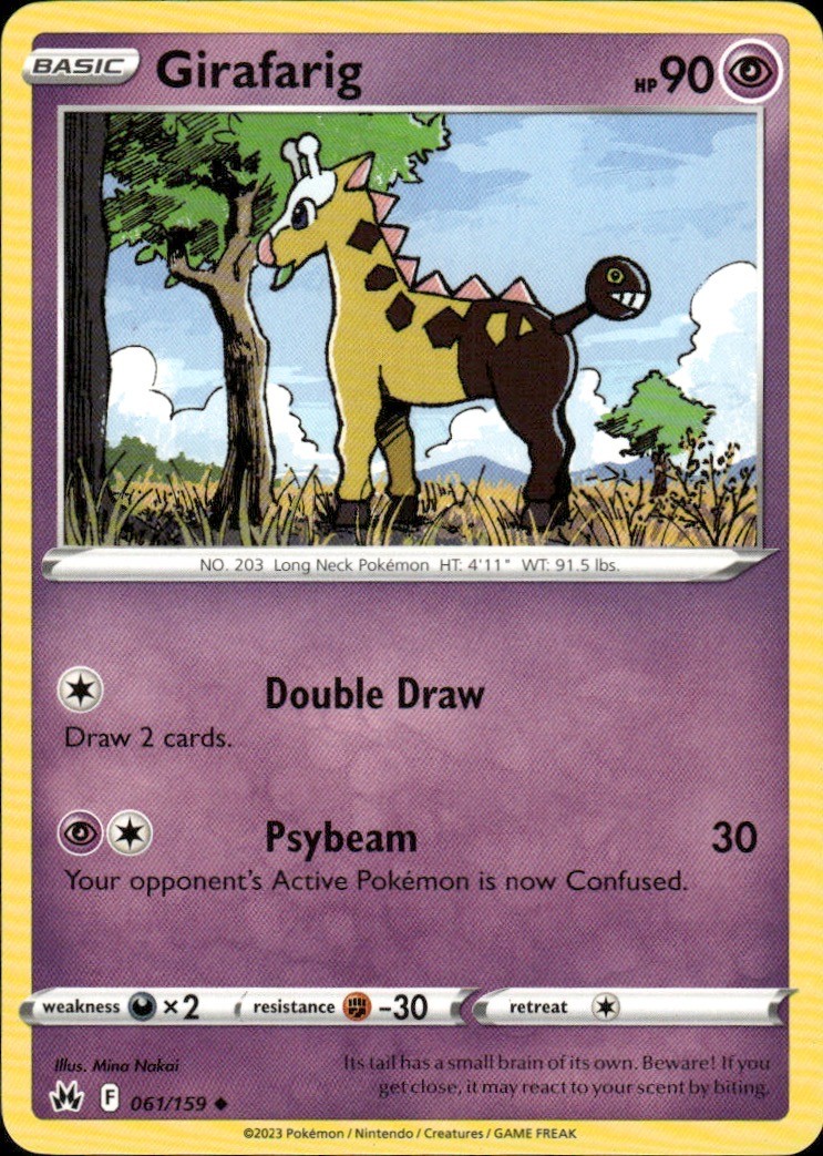 Girafarig 061/159 Crown Zenith Uncommon Psychic Mina Nakai