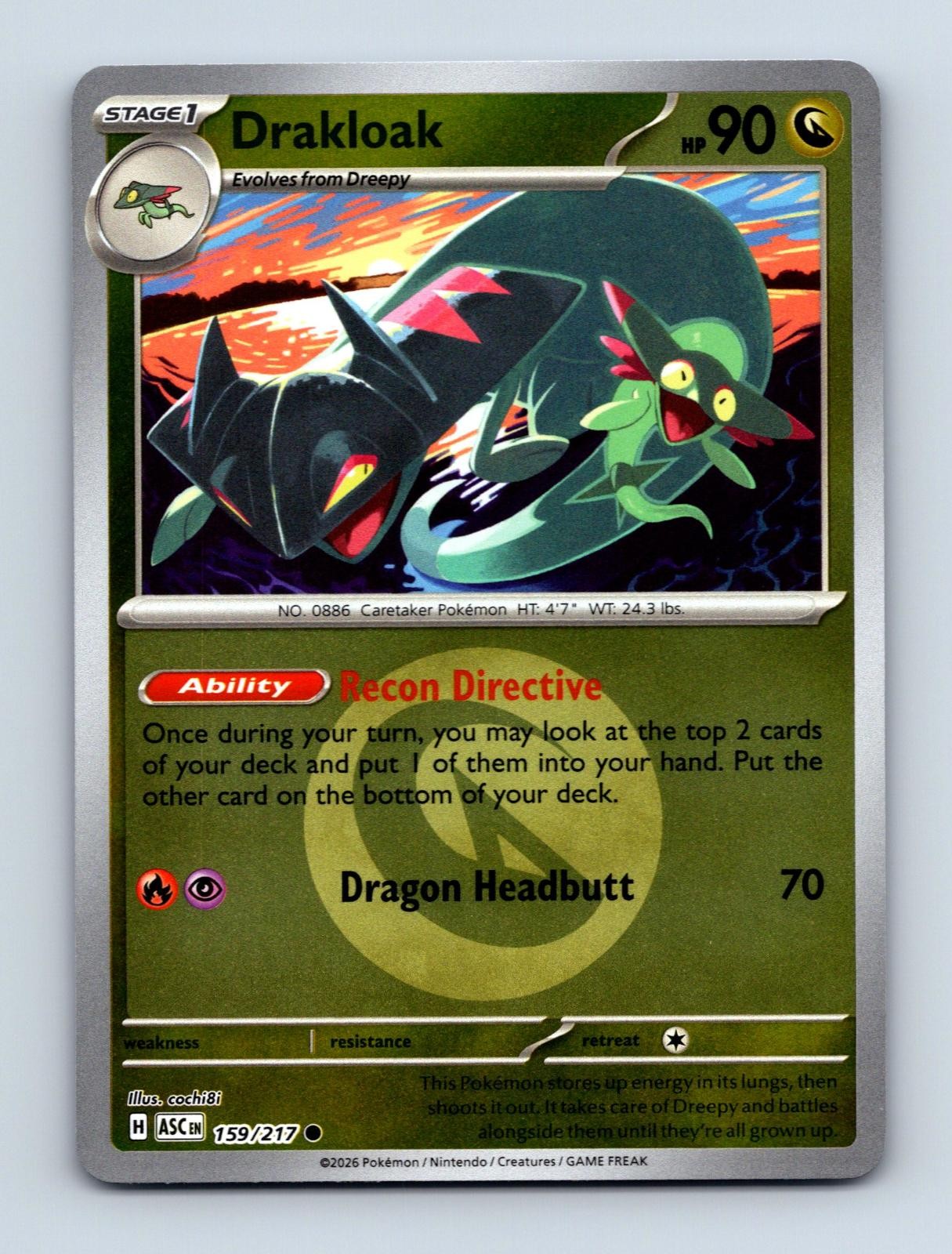 Drakloak (Energy Pattern) 159/217 Ascended Heroes Reverse Holo NM