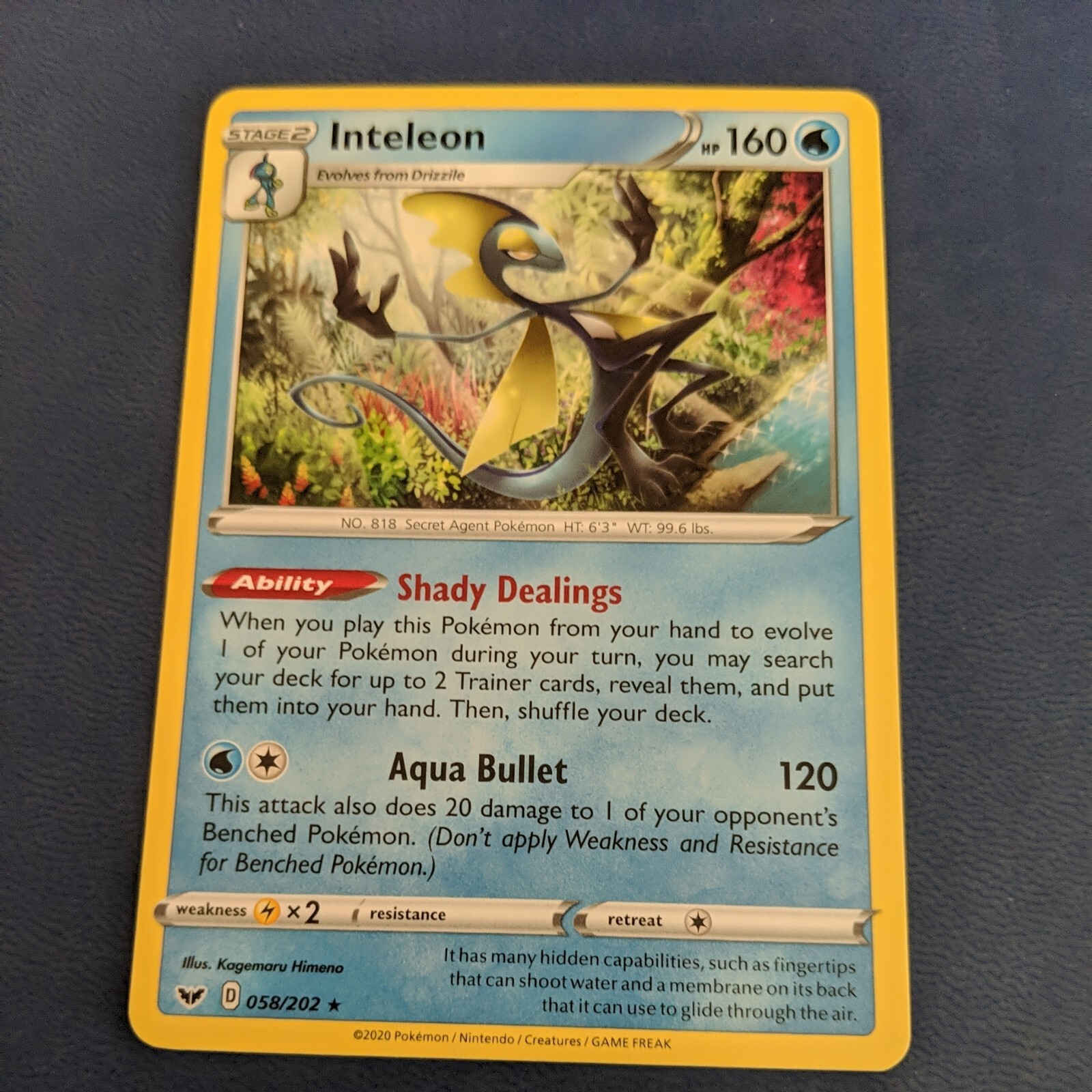 Inteleon (058/202) Sword Shield – Non-Holo Rare Pokémon Card – Near Mint – Water