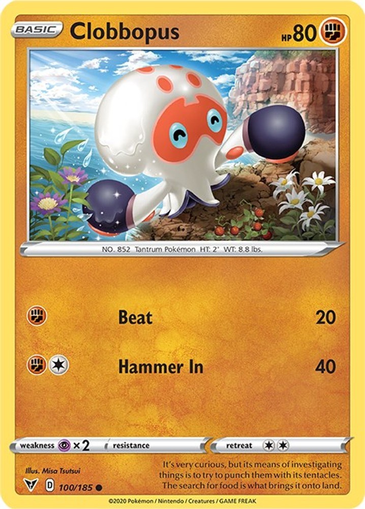 Clobbopus SWSH04 100/185 Pokémon SWSH04: Vivid Voltage Common EN NM