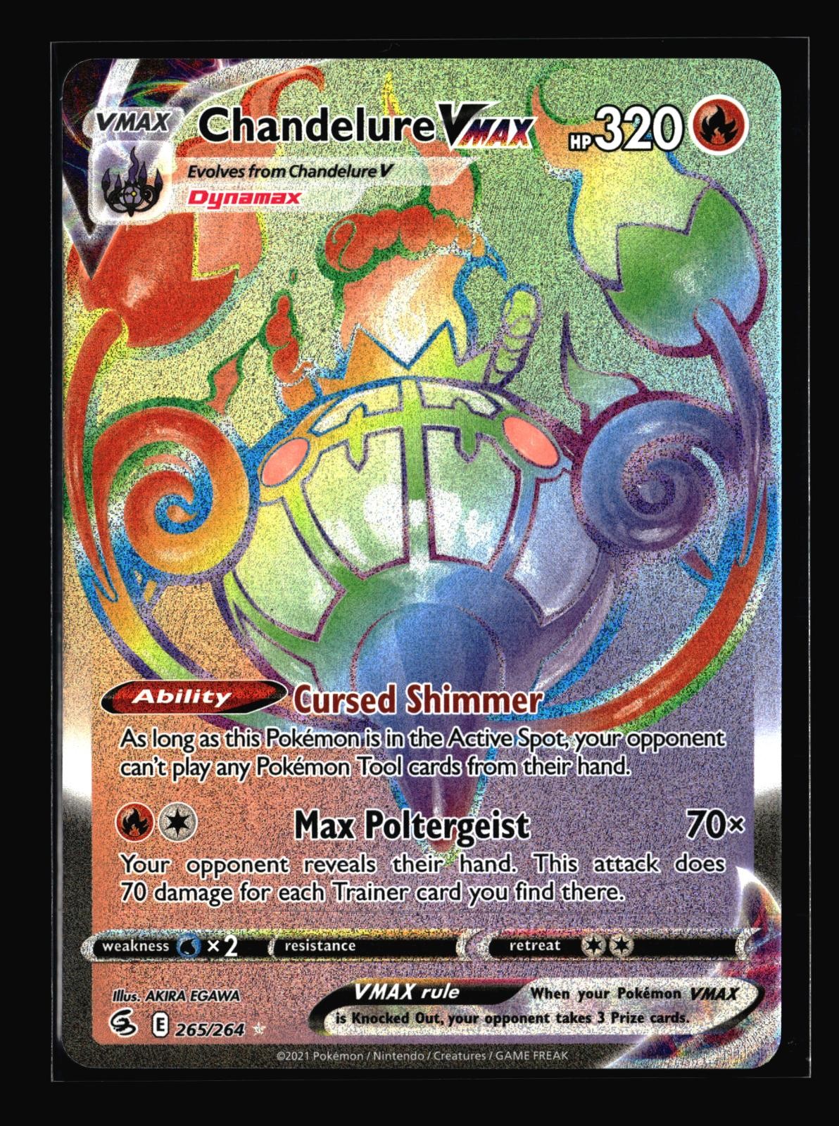 Chandelure VMAX Holo Rainbow Rare 265/264 Fusion Strike NM