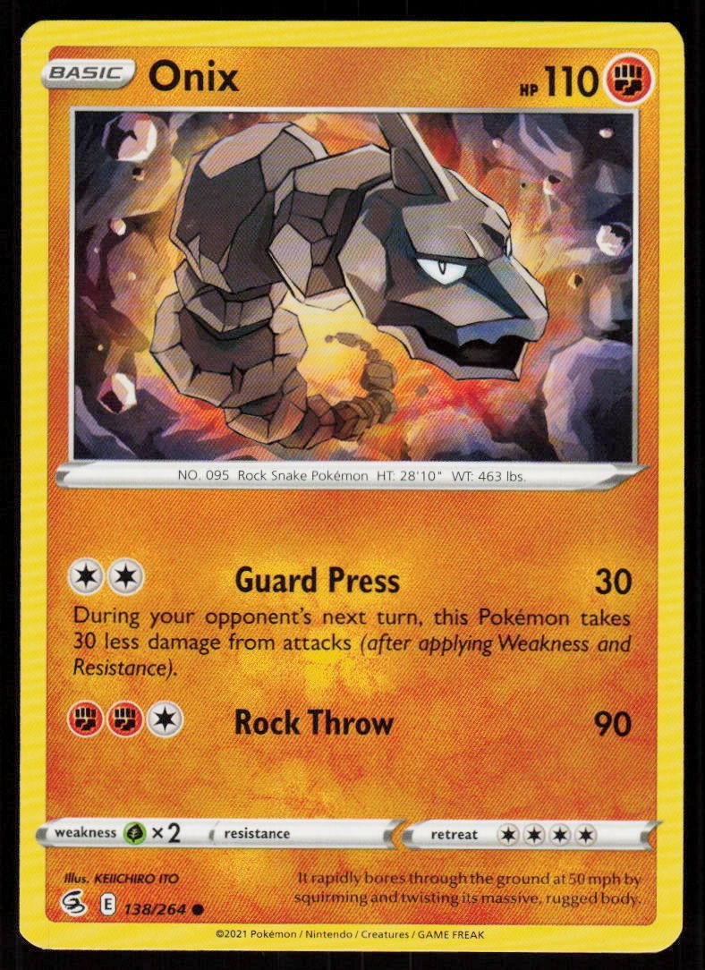Onix 138/264 Common Fusion Strike Pokemon Near Mint