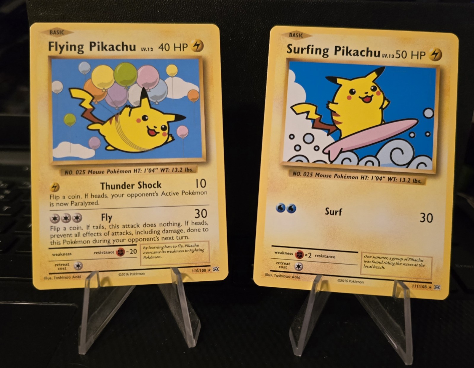 POKEMON FLYING PIKACHU 110/108 & SURFING PIKACHU 111/108 SECRET RARES EVOLUTIONS