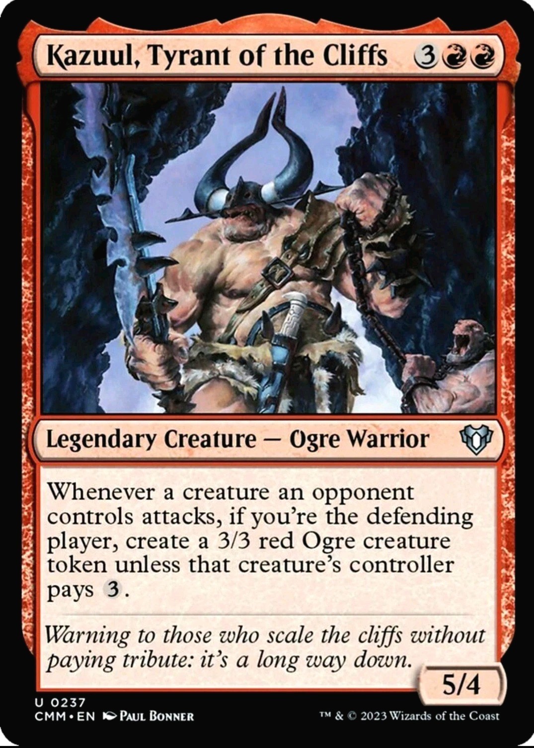 X 1 Kazuul, Tyrant of the Cliffs NM-M Commander Masters 237 MTG Magic
